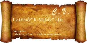 Czifrák Vitális névjegykártya